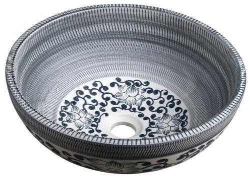 PRIORI umywalka ceramiczna nablatowa Ø 41 cm, niebieski z wzorem PI036