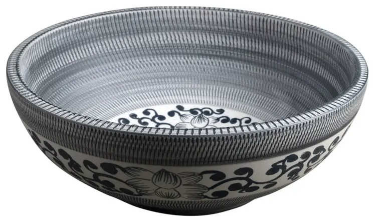 PRIORI umywalka ceramiczna nablatowa Ø 41 cm, niebieski z wzorem PI036 bok