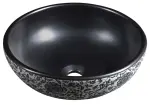 PRIORI umywalka ceramiczna nablatowa Ø 41cm, czarna z niebieskim wzorem PI034