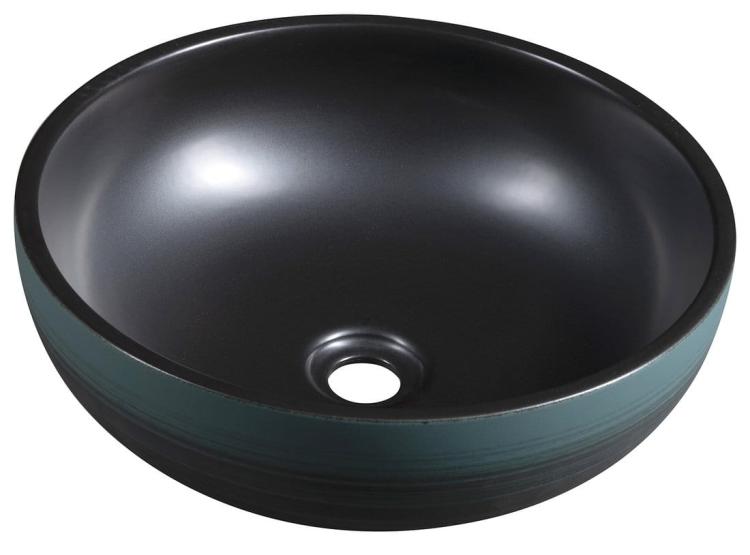 PRIORI umywalka ceramiczna nablatowa Ø 41cm, czarny/zielony PI039