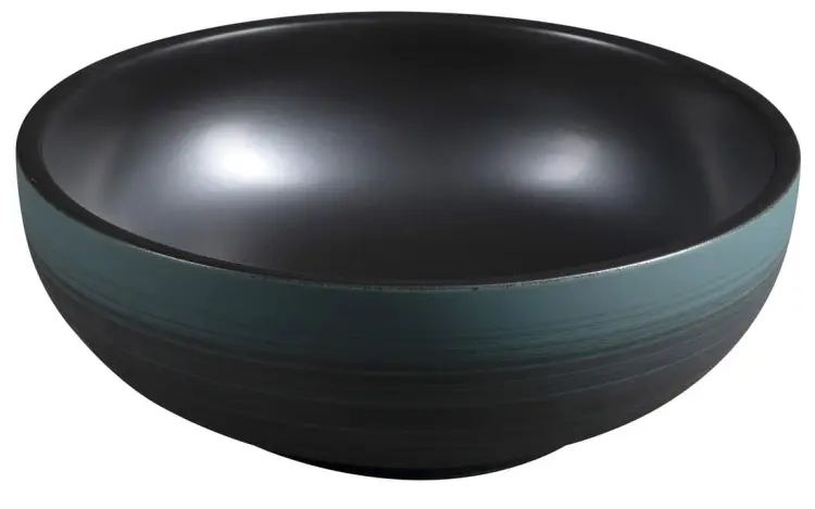 PRIORI umywalka ceramiczna nablatowa Ø 41cm, czarny/zielony PI039  bok