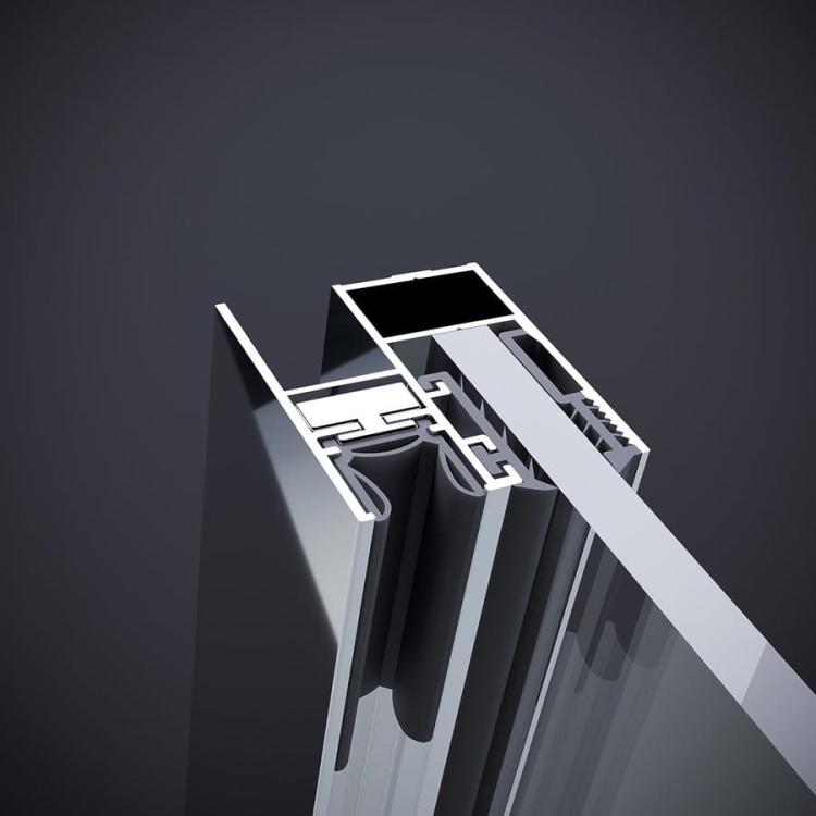 RL1315 Profil ścieny umożliwia regulację aż 20 mm. Urzymuje przesuwna częś drzwi w pozycji otwarte