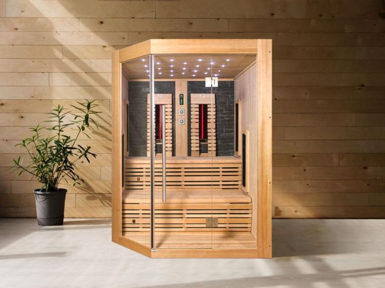 KIRUNA Sauna na podczerwień 3-4 osobowa 160 x 114,1 x 64,8 x 114,1 x 160 x 210 cm K50160