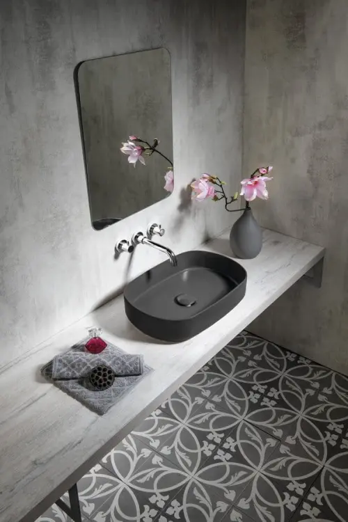INFINITY OVAL umywalka ceramiczna nablatowa 55x36 cm, antracyt 10NF65055-2C wizualizacja