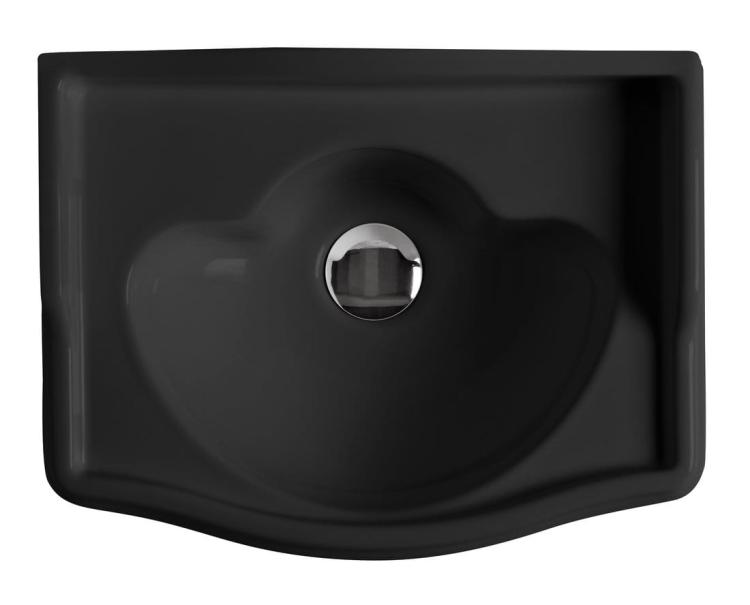 RETRO Umywalka ceramiczna bez przelewu bez otworu na baterię 41x30 cm czarny mat 103331 z góry