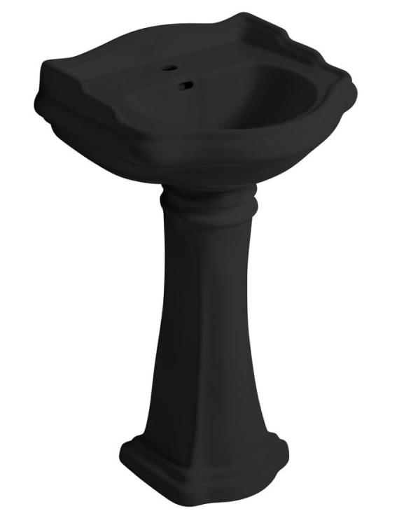 RETRO uniwersalny ceramiczny postument do umywalek 56,69,73cm, czarny mat 107031 z umywalką