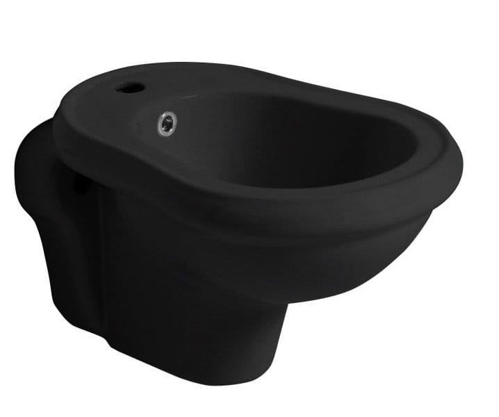 RETRO Bidet ceramiczny podwieszany 38x52 cm, z otworem na baterię czarny mat 102631