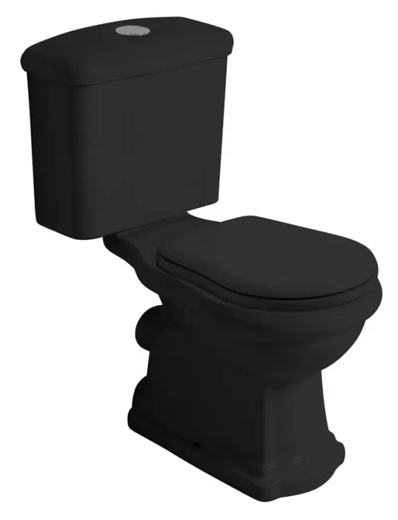 RETRO misa do kompaktu WC 38,5x72 cm, odpływ poziomy, czarny mat 101331 komplet