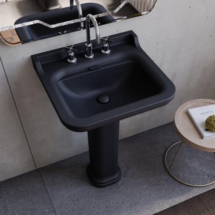 WALDORF Umywalka ceramiczna 60x55 cm czarny mat 4140K7 aranżacja