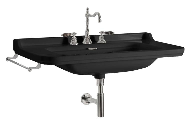 WALDORF Umywalka ceramiczna 100x55 cm czarny mat 4142K7 z relingiem