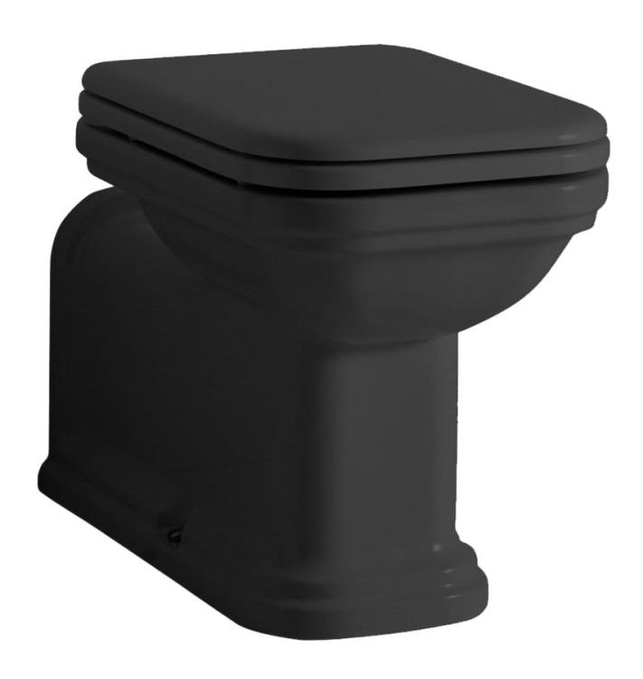WALDORF Miska stojąca ceramiczna WC 37x42x65 cm odpływ pionowy/poziomy czarny mat 411631 z deską