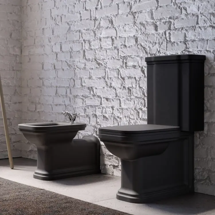 WALDORF Miska stojąca ceramiczna WC 40x68 cm odpływ pionowy/poziomy czarny mat 411731 wizualizacja