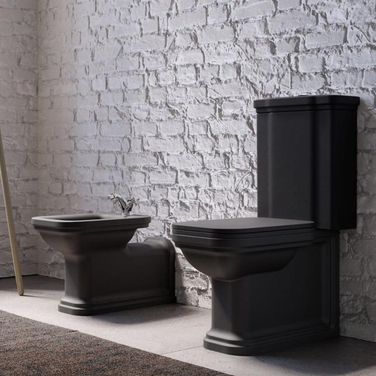 WALDORF kompakt WC, odpływ poziomy/pionowy, czarny-chrom WCSET25-WALDORF wizualizacja