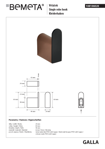 GALLA Wieszaczek 108106020 wieszaczek