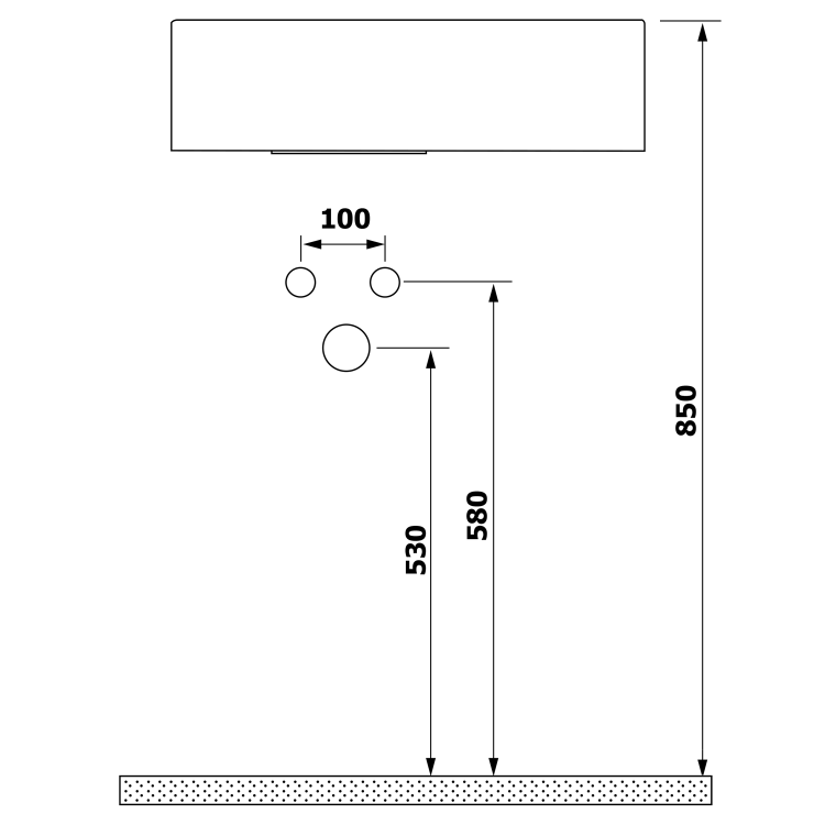 AMAROK umywalka kompozytowa 40x11x22 cm, czarny mat, bateria z prawej strony AR500B rys