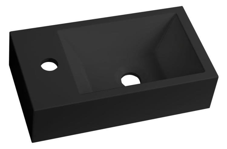 AMAROK umywalka kompozytowa 40x11x22 cm, czarny mat, bateria z lewej strony AR400B
