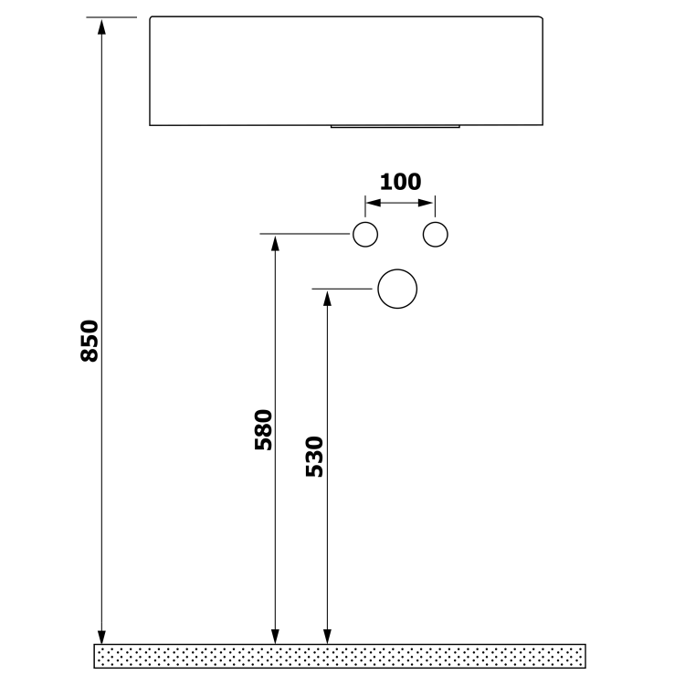 AMAROK umywalka kompozytowa 40x11x22 cm, czarny mat, bateria z lewej strony AR400B rys