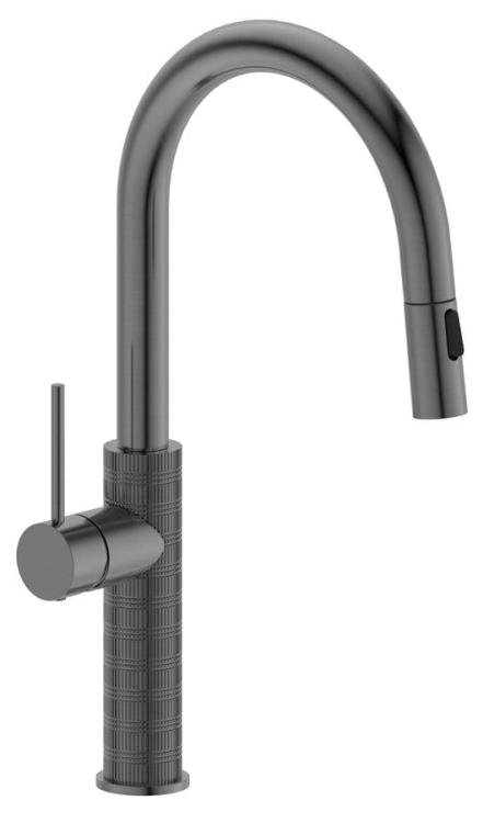 FLAWO bateria kuchenna z wysuwaną wylewką, gun metal FR576GM