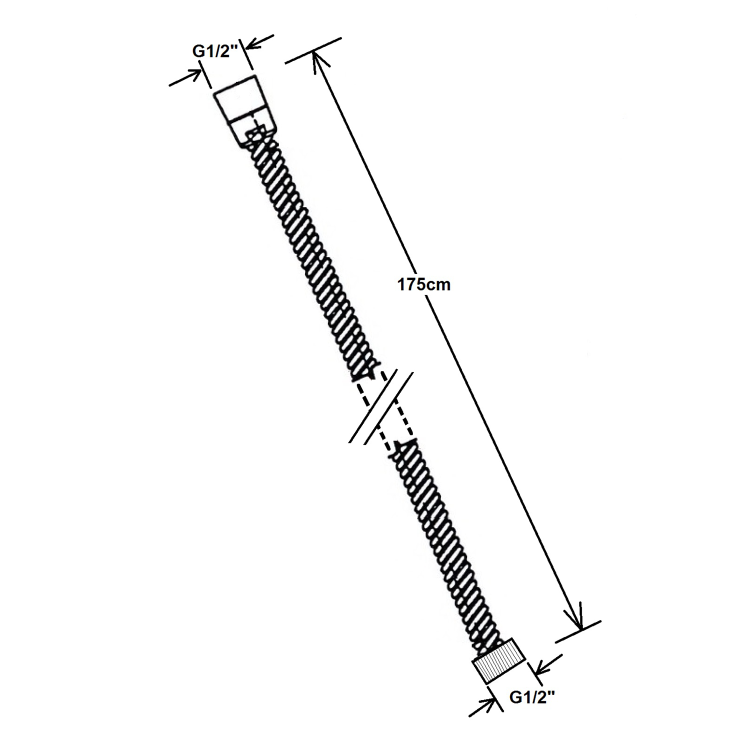 POWERFLEX Wąż prysznicowy 175 cm kolor brąz FLE10BR rysunek techniczny