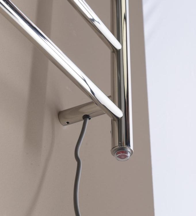 REDONDO elektryczna suszarka na ręczniki, okrągła, 630x1160 mm, 130 W, stal nierdzewna polerowana ER230V  kabel