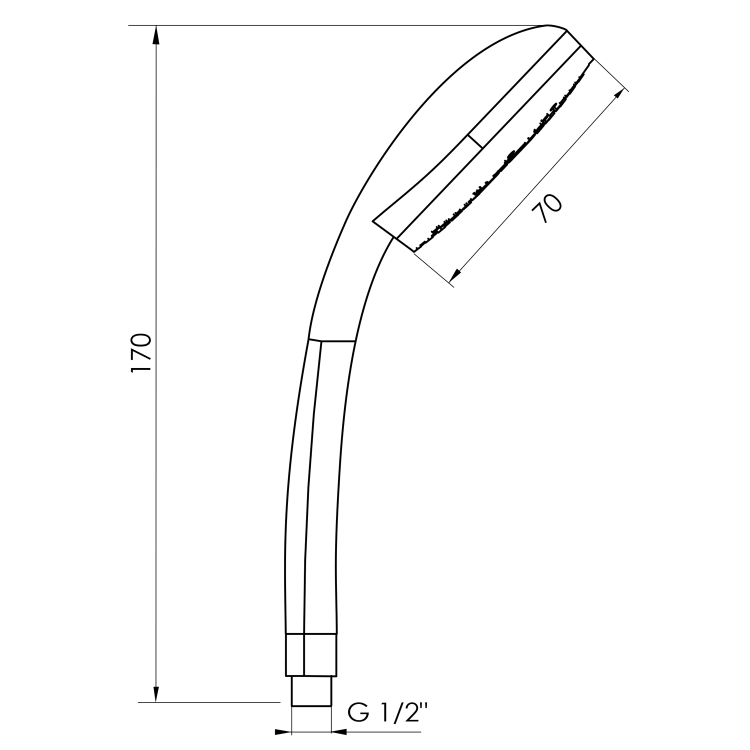 Rączka prysznicowa 1-funkcyjna HY815C rysunek techniczny