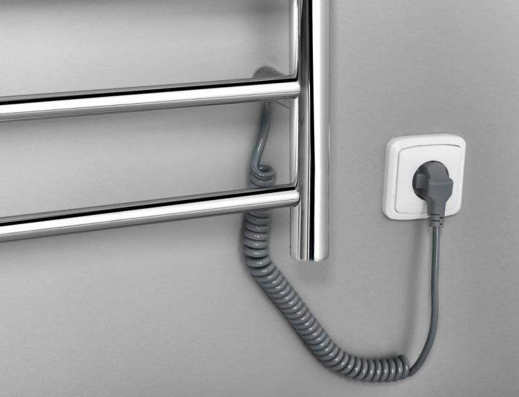 REDONDO elektryczna suszarka na ręczniki, okrągła, 600x1500 mm, 130 W, stal nierdzewna polerowana ER250V kabel