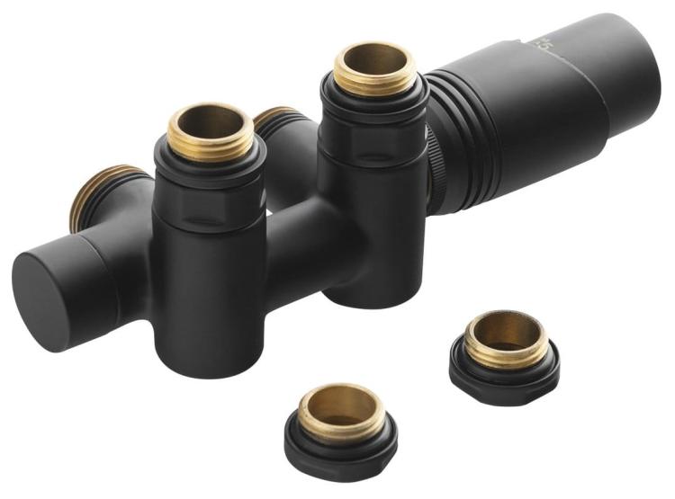 WICHER COMBI zestaw przyłączeniowy termostatyczny zespolony 50 mm, czarny mat 600.331.6