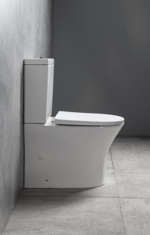 LEON RIMLESS kompakt WC, odpływ poziomy/pionowy, biały 201.437.4 bokiem