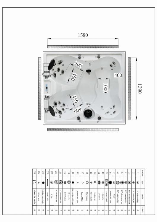 Basen ogrodowy JACUZZI, 4 osobowy - SPA60 konfiguracja