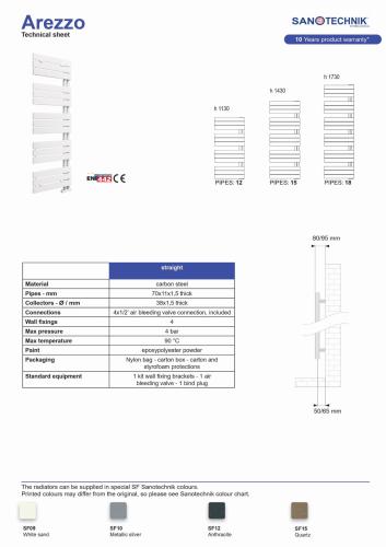 AREZZO Grzejnik łazienkowy 1200x600 mm 574 W czarny mat ALS113 rysunek techniczny
