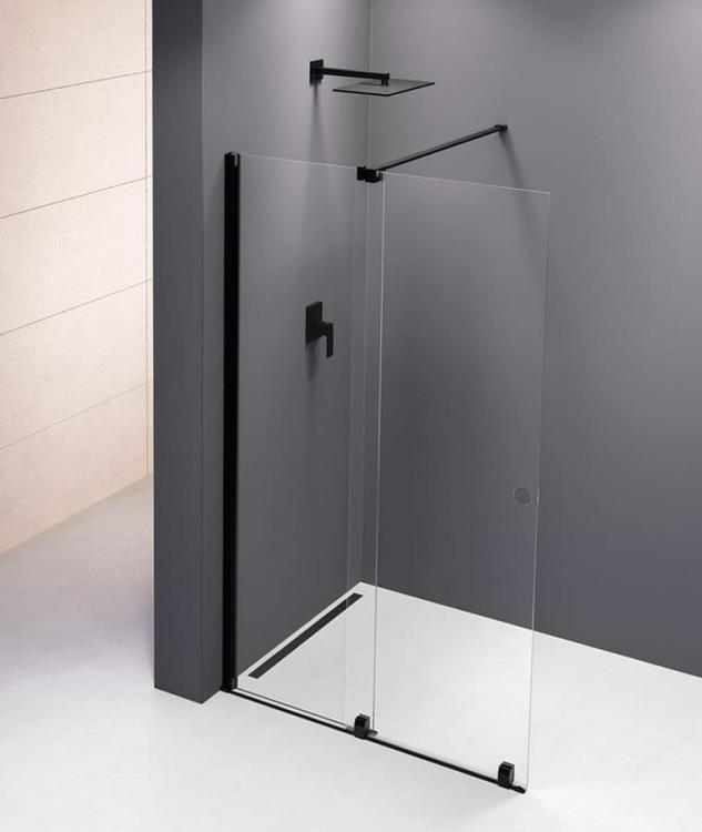 MODULAR SHOWER ścianka z wysuwanym panelem 1600 mm, czarny MS5-160B wizualizacja