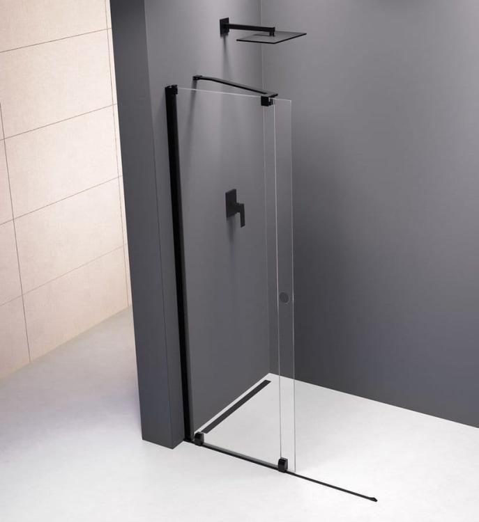 MODULAR SHOWER ścianka z wysuwanym panelem 1600 mm, czarny MS5-160B zamknięte