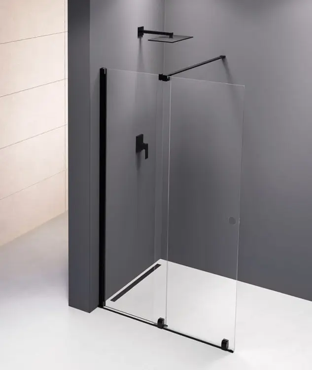 MODULAR SHOWER ścianka z wysuwanym panelem 1200 mm, czarny MS5-120B wizualizacja