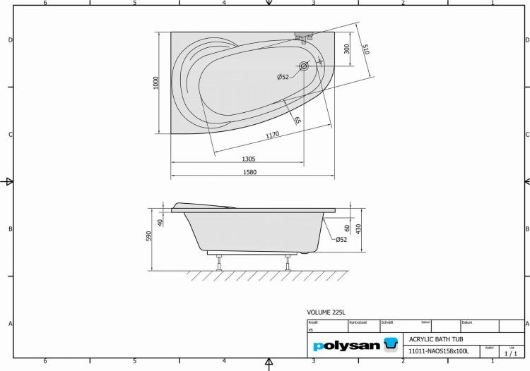 NAOS Wanna akrylowa asymetryczna 158x100 cm (lewa) 11011 karta produktu