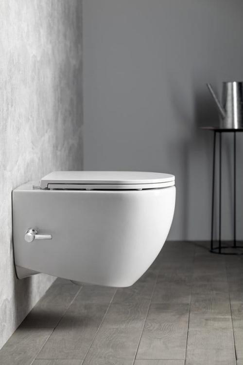 INFINITY WC wiszące Rimless, z prysznicem bidetowym i zawor, 36,5x53 cm, biały 10NFS1001