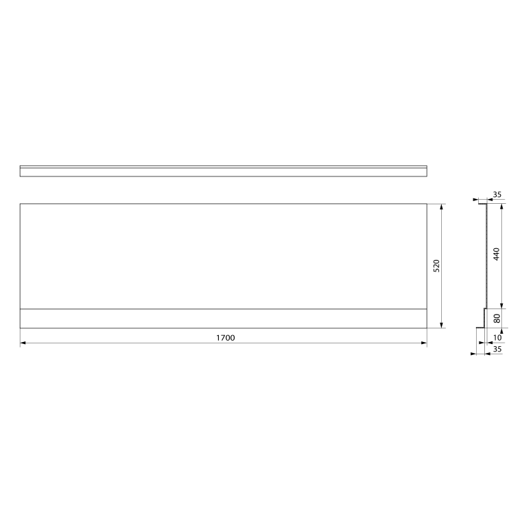 COUVERT NIKA obudowa czołowa 170x52cm czarny mat 72848.21 rysunek techniczny