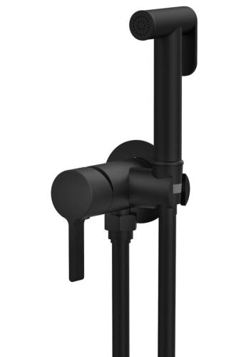 ICONIC bateria bidetowa podtynkowa ze słuchawką bidetową i wężem, czarny mat AF040B