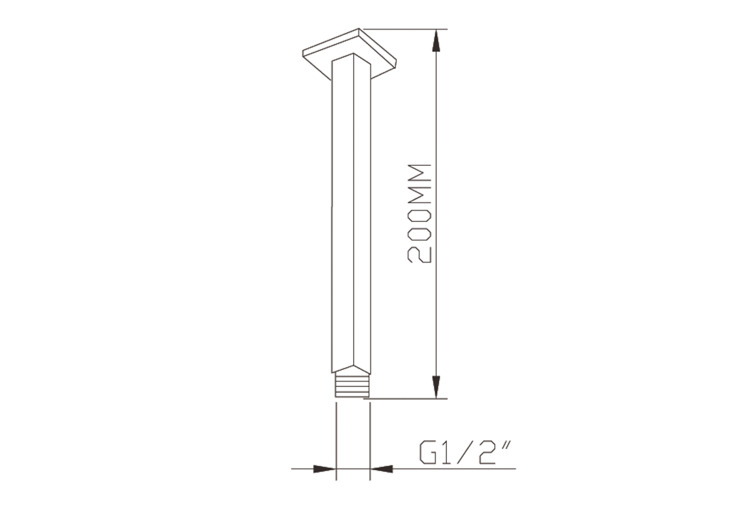 Ramię deszczowni sufitowe 20 cm czarny mat 1205-07B rysunek techniczny
