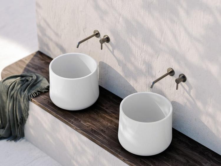 ALLEGRO umywalka ceramiczna wysoka nablatowa, średnica 42 cm, biały 10AL66042 wizualizacja