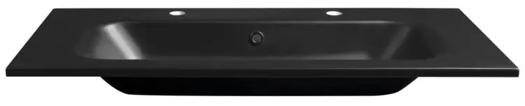 SIDRA umywalka kompozytowa 101x46cm, 2 otwory na baterie, czarny mat SD101B-2  front