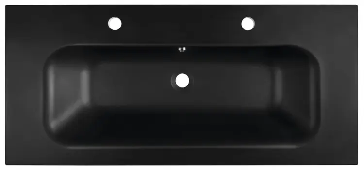 SIDRA umywalka kompozytowa 101x46cm, 2 otwory na baterie, czarny mat SD101B-2  z góry