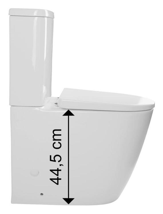 TURKU RIMLESS kompakt WC wysoki, odpływ pionowy/poziomy, biały PC104WR wysokość