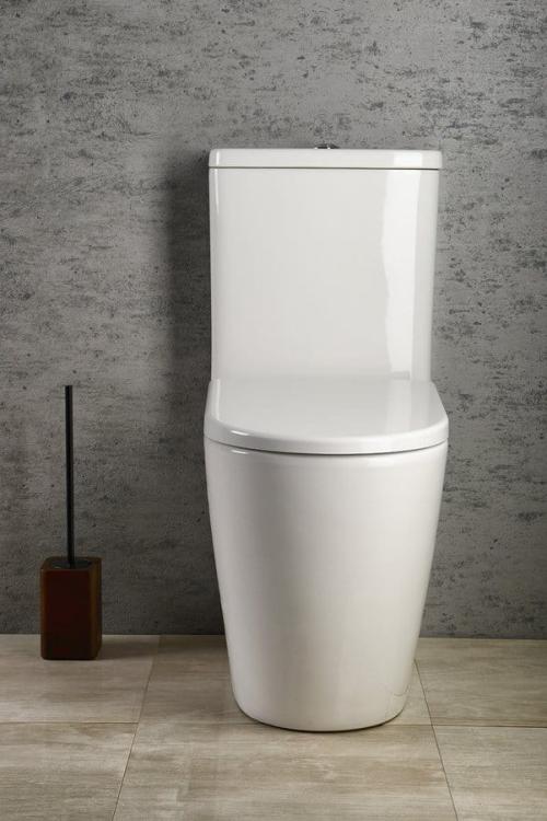 TURKU RIMLESS kompakt WC wysoki, odpływ pionowy/poziomy, biały PC104WR front