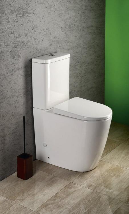 TURKU RIMLESS kompakt WC wysoki, odpływ pionowy/poziomy, biały PC104WR wizualizacja