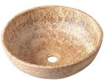 PRIORI Umywalka ceramiczna nablatowa, okrągła 42x15 cm, brązowa ze wzorem PI010