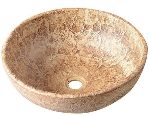 PRIORI Umywalka ceramiczna nablatowa, okrągła 42x15 cm, brązowa ze wzorem PI010