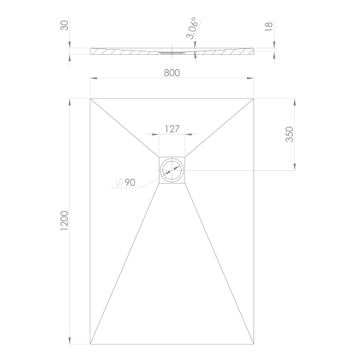 TRENECA brodzik kompozytowy z możliwością docinania 120x80 cm, beżowy mat 84302.81 rysunek techniczny