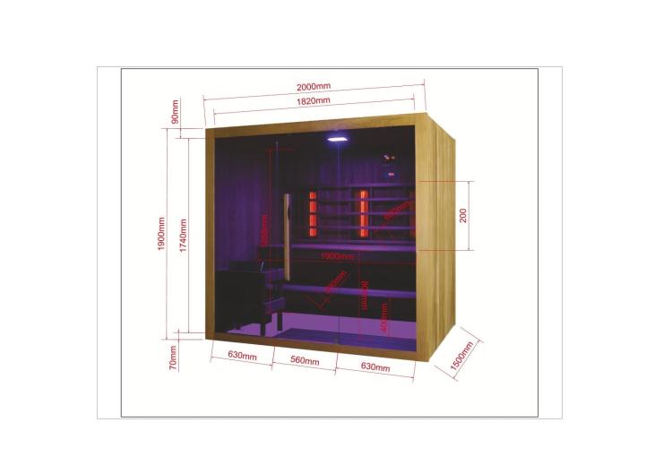 KOTKA Sauna na podczerwień 4-5 osobowa 200x150x190 cm F70150 wymiary
