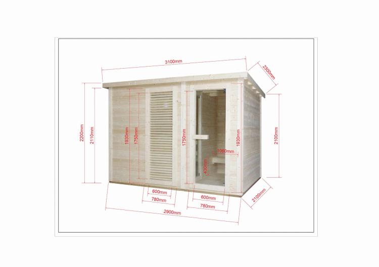 VAASA Sauna zewnętrzna ogrodowa 4-osobowa sucha Fińska świerk F30310  wymiary