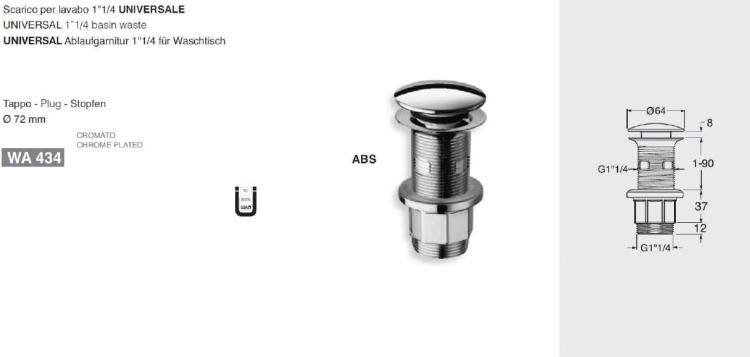 Korek do umywalek z przelewem UP&DOWN WA43451